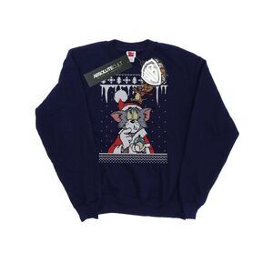 Tom And Jerry Womens/Ladies Christmas Fair Isle Sweatshirt / Navy Blue